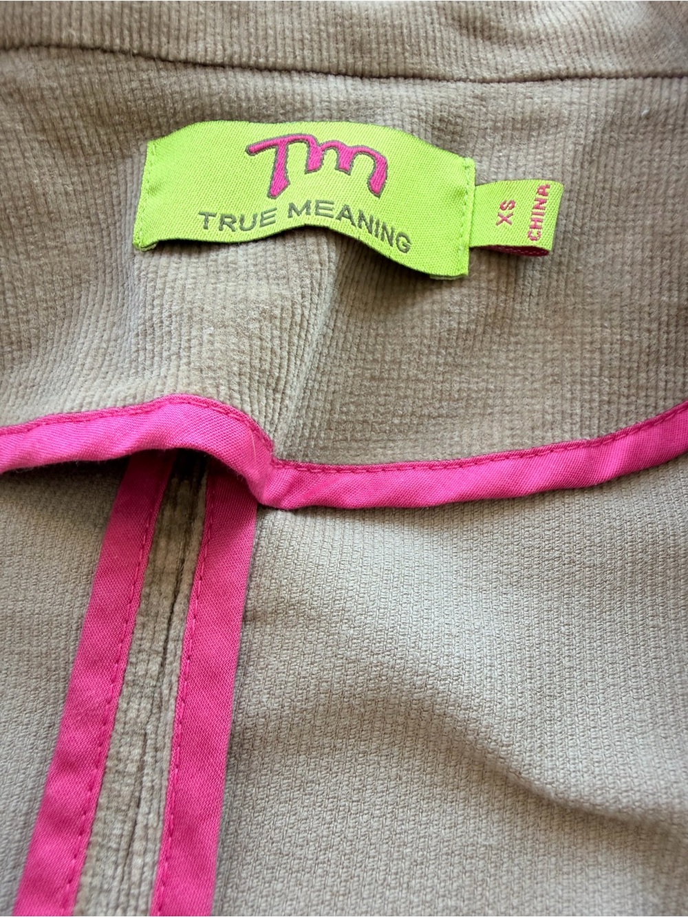 Y2K True Meaning Tan Corduroy Blazer with Yellow Floral Embroidery XS Vintage - Picture 8 of 10